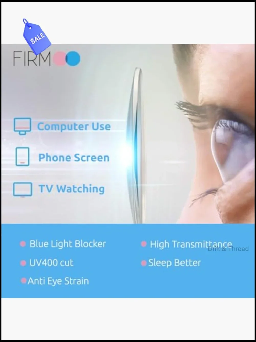Oversized Square Blue Light Blocking Glasses TR90 Metal Frame UV400